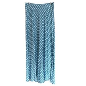 Vineyard Vines Beth Satin Maxi Slip Skirt Pale Sky Blue Plaid Small NWOT Preppy